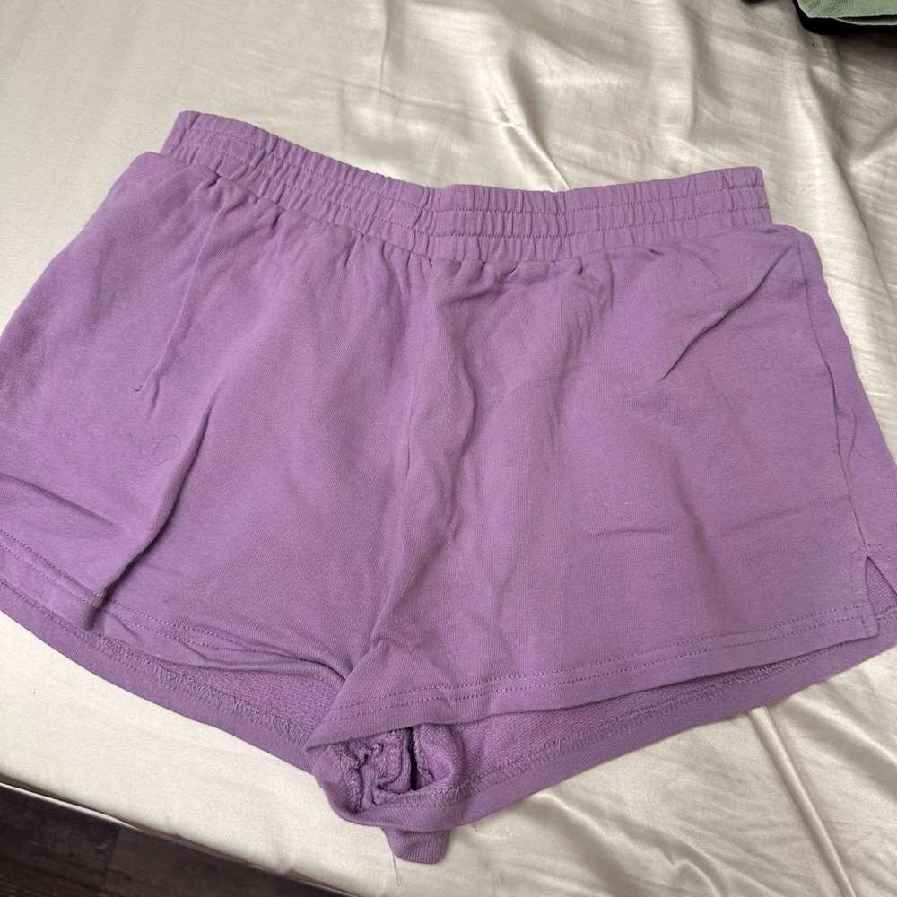 Purple slit slid track shorts